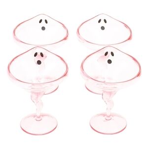 Goblin & Ghoul | 4pc Set Pink Ghost Face 10oz. Melamine Stem Cocktail Glasses